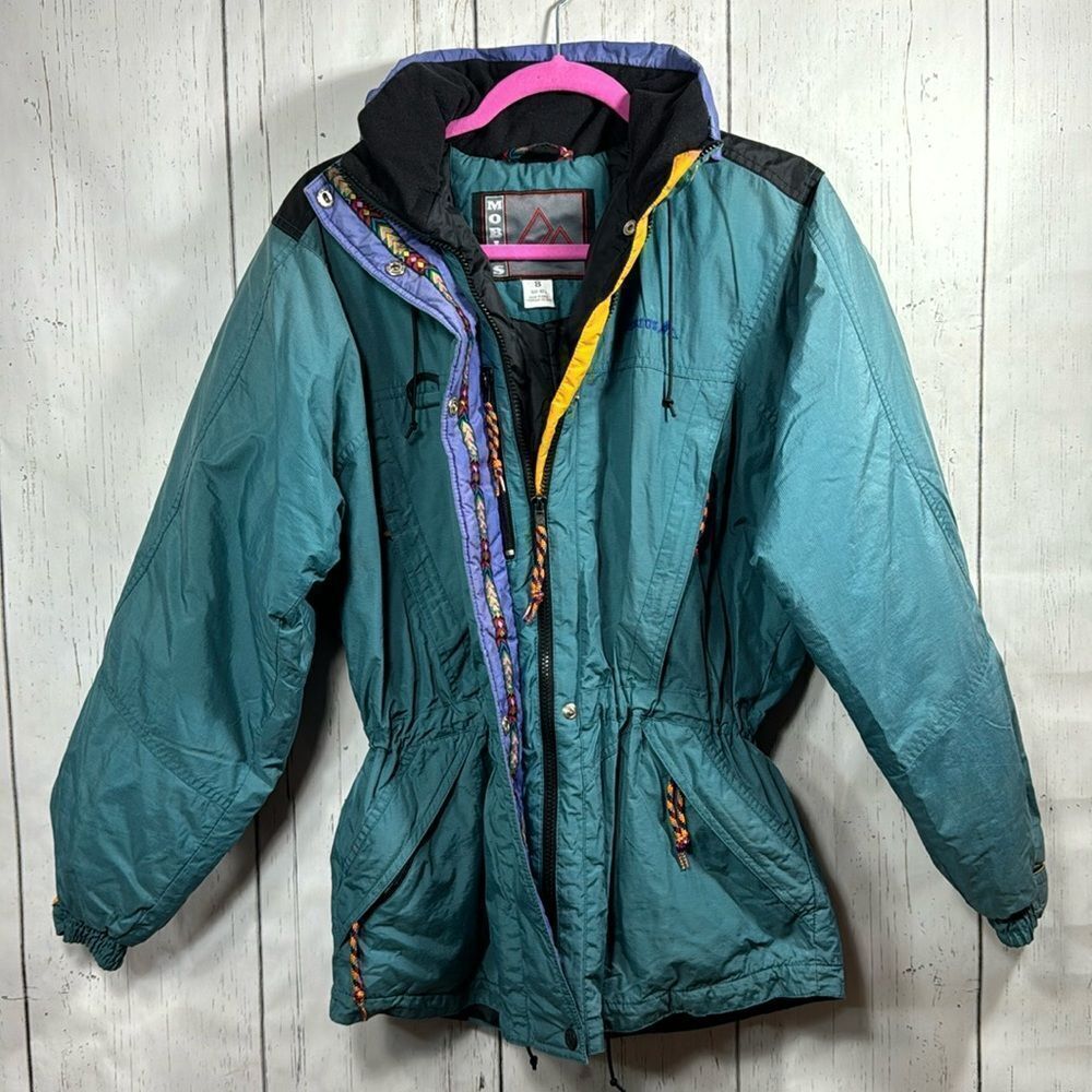 Mobius Teal Hooded Insulated Ski Jacket Vintage 90s Winter  8 Gorpcore Outdoor